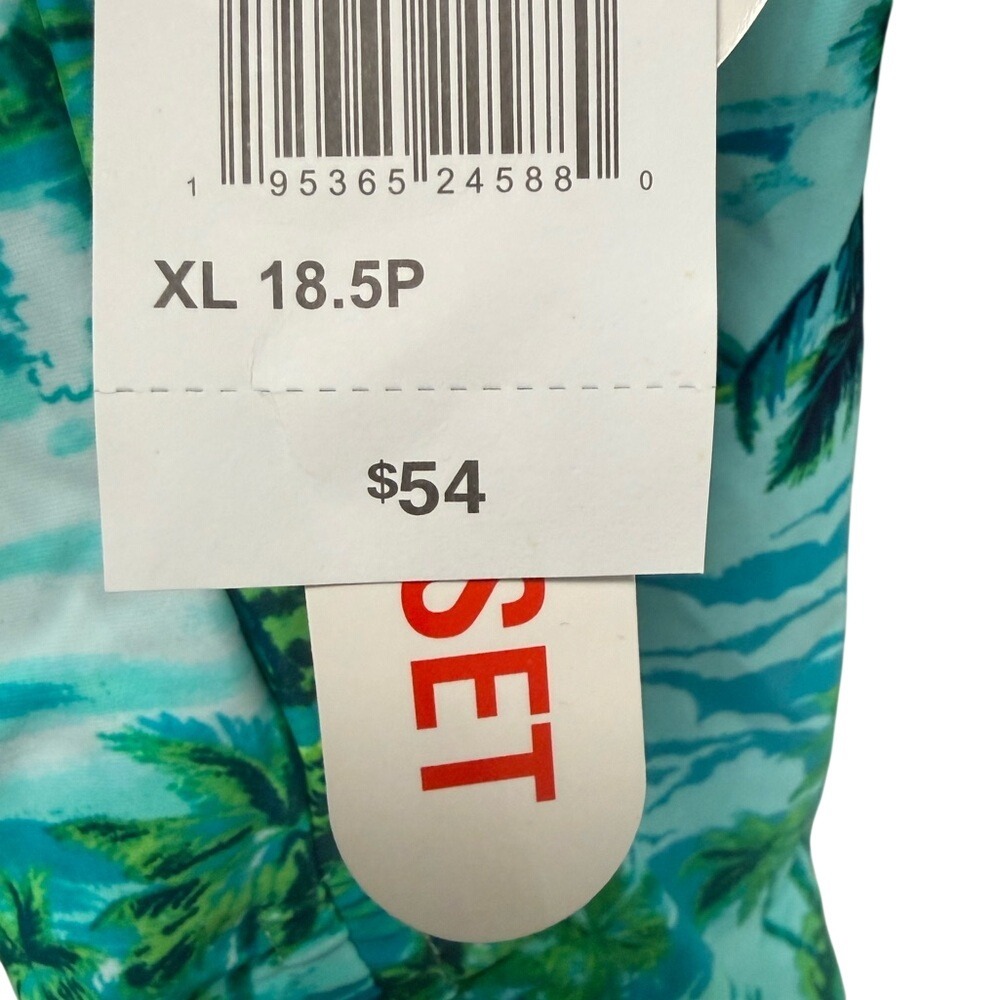 ZeroXposur 3 Piece Tankini Swimsuit Set Tropical Palm Print Teal XL 18.5 Plus - Picture 5 of 8